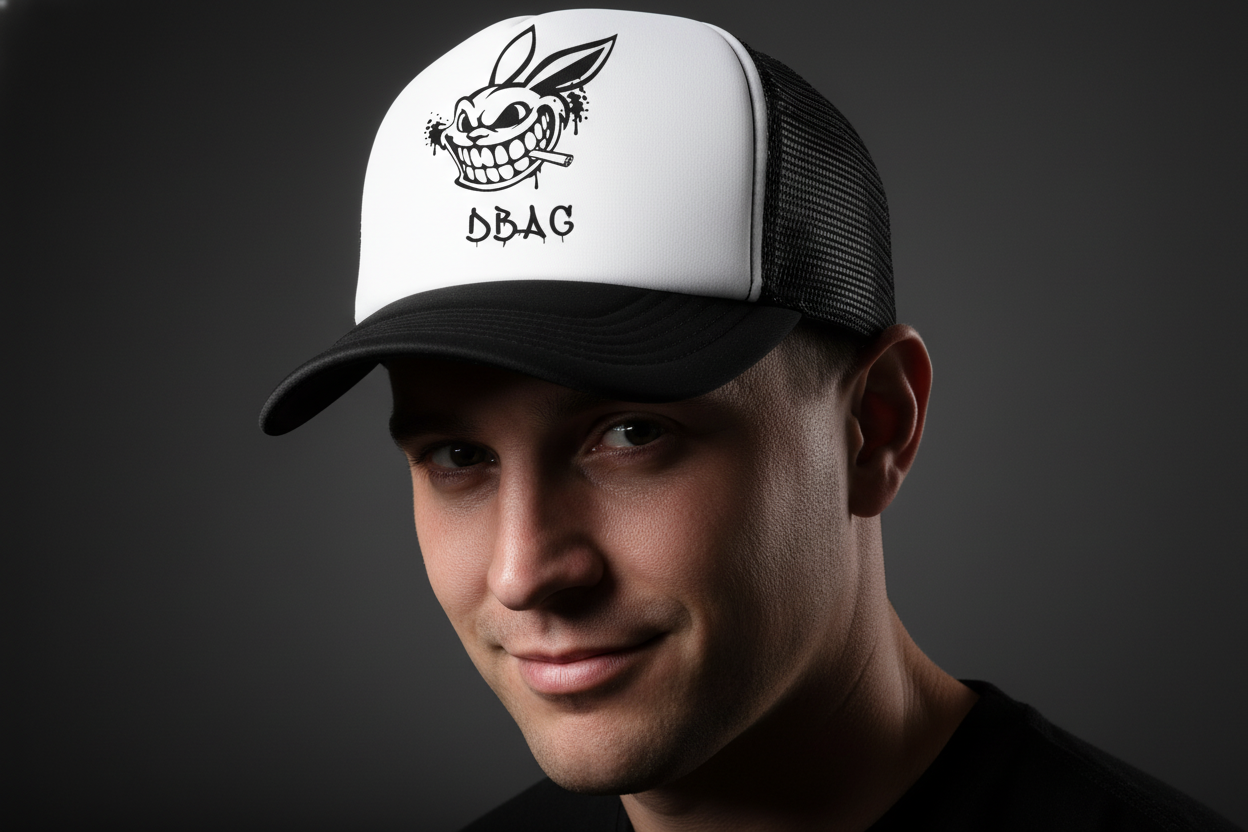 Uflex Trucker Flat Peak Cap Black/White