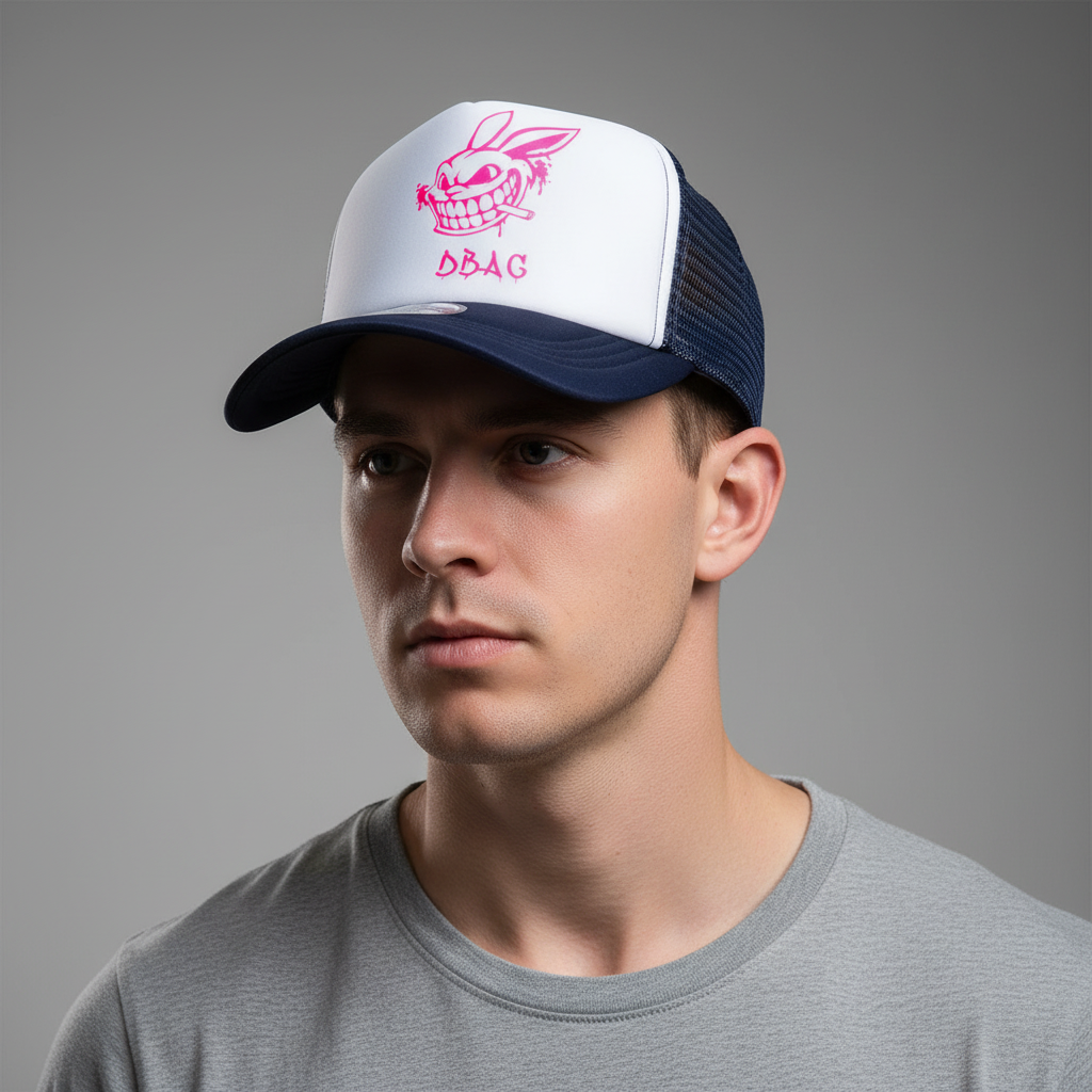 Vintage Two Tone 5 Panel Trucker Cap Navy | White